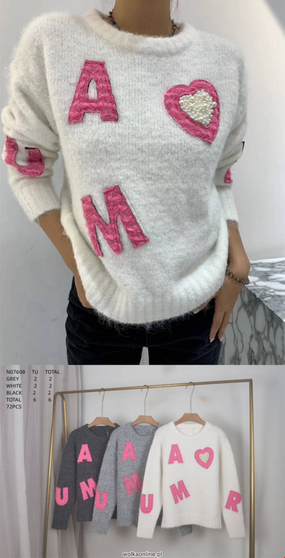 Sweter damskie N07608 Mix kolor Standard (Towar Włoskie)