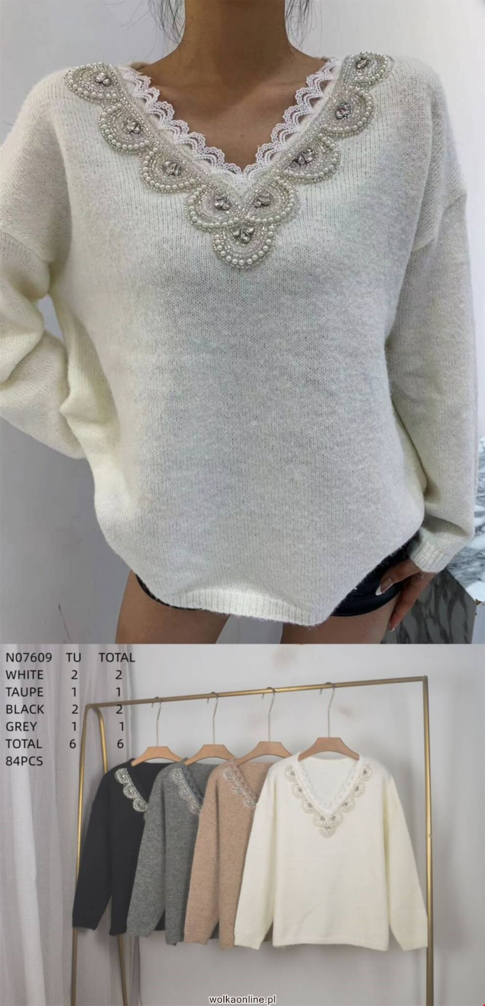 Sweter damskie N07609 Mix kolor Standard (Towar Włoskie)