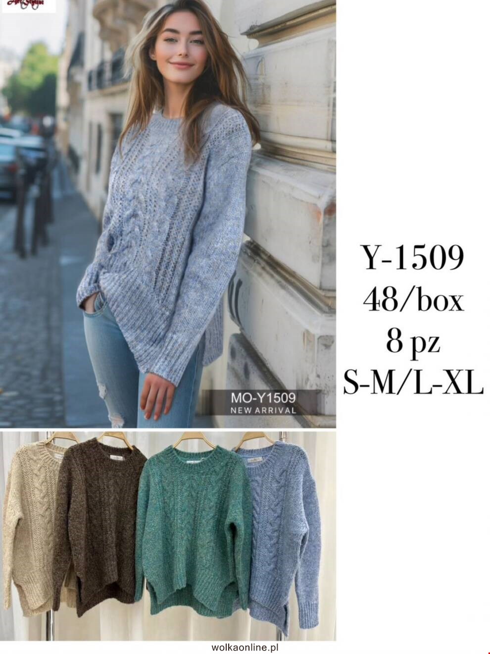 Sweter damskie Y-1509 Mix kolor S/M-L/XL(Towar Włoskie)