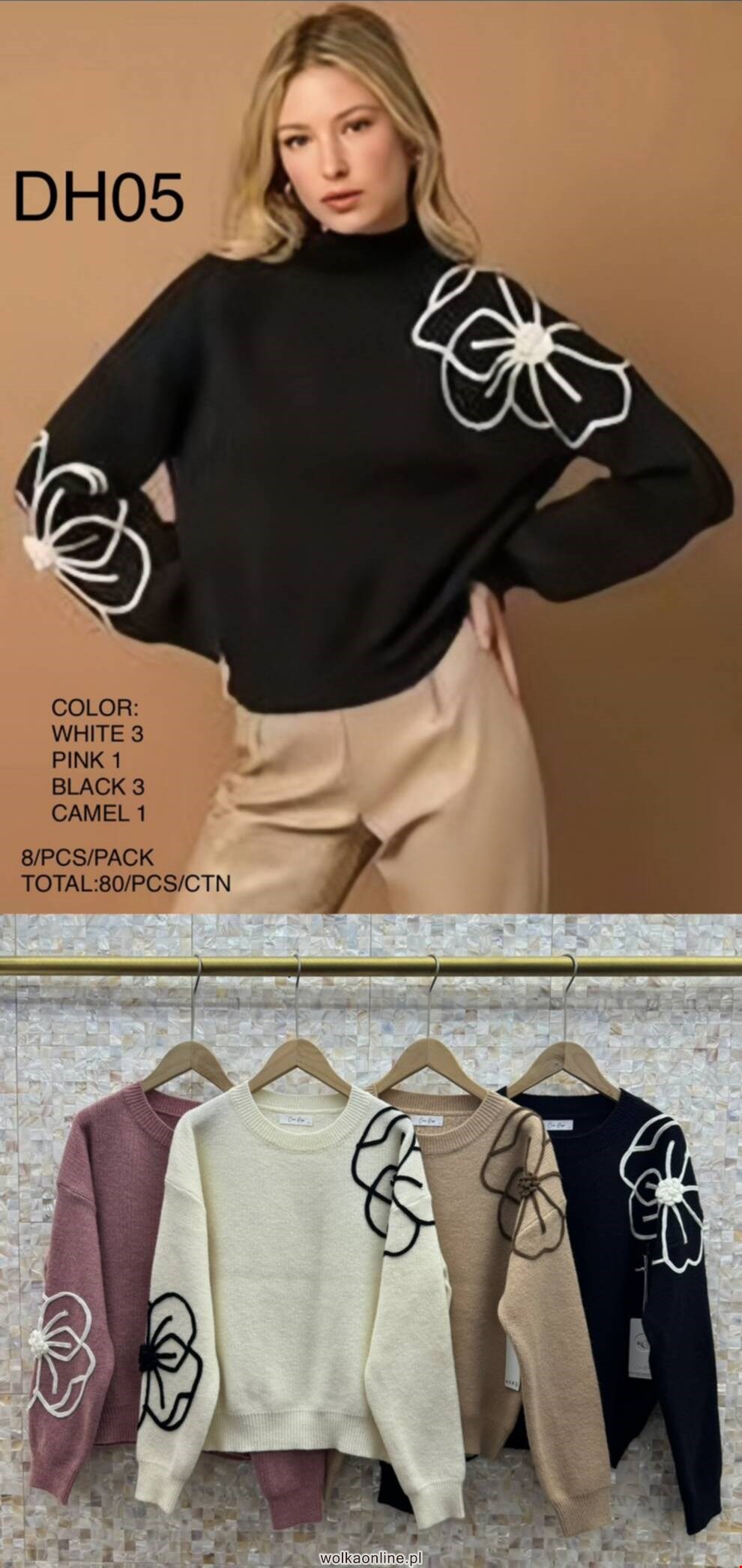 Sweter damskie DH05 Mix kolor Standard (Towar Włoskie)