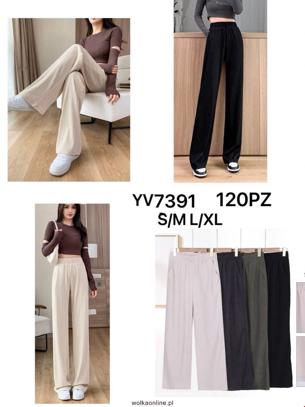 Spodnie damskie YV7391 Mix kolor S/M-L/XL (Towar Włoskie)