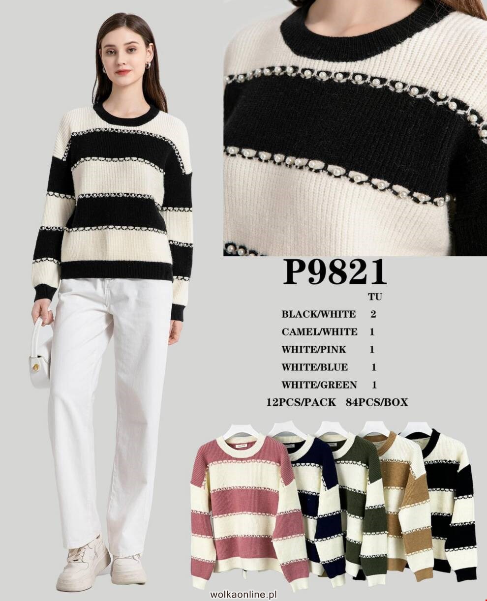 Sweter damskie P9821 Mix kolor Standard (Towar Włoskie)