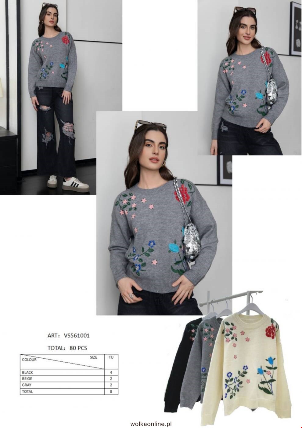 Sweter damskie VS561001 Mix kolor Standard (Towar Włoskie)
