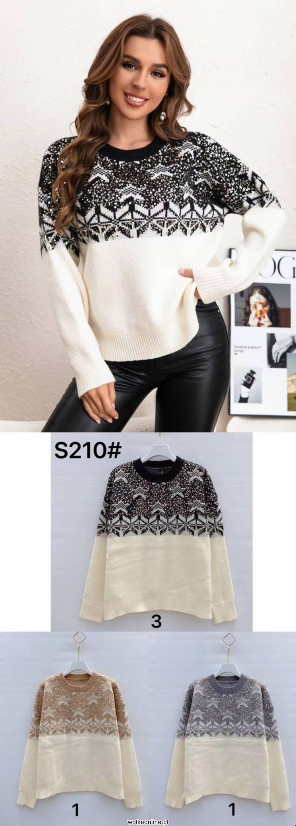 Sweter damskie S210 Mix kolor Standard (Towar Włoskie)