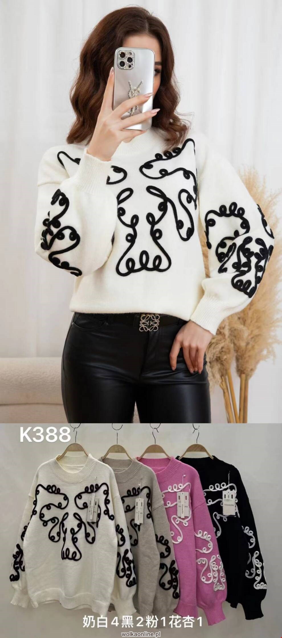 Sweter damskie K388 Mix kolor Standard (Towar Włoskie)