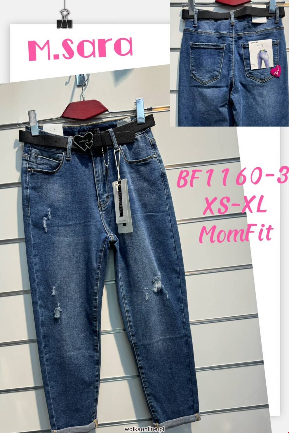 Jeansy damskie BF1160-3 1 KOLOR XS-XL