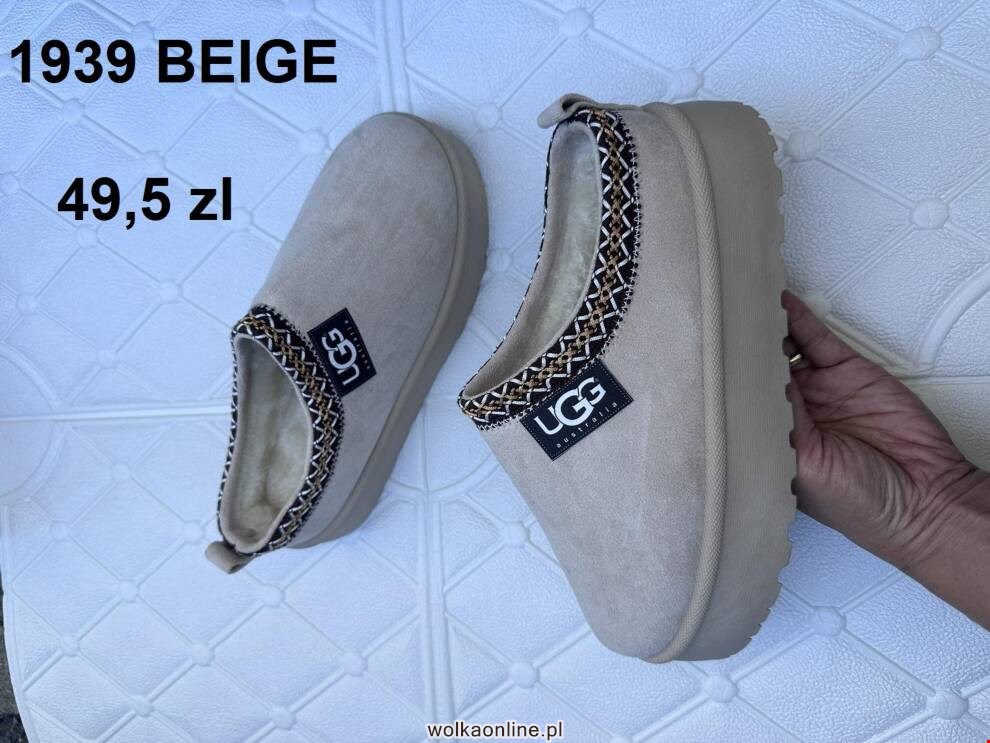 Kapcie damskie 1939 BEIGE 36-41 OCIEPLANE 