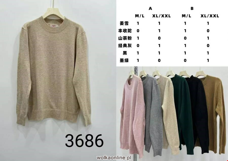 Sweter damskie 3686 Mix kolor M-2XL (Towar Ploskie)