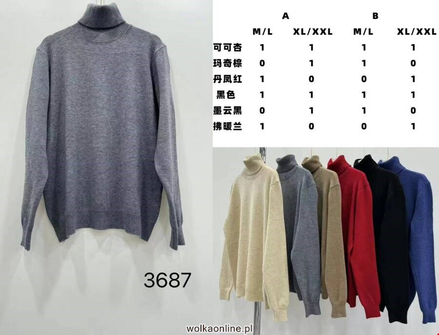 Sweter damskie 3687 Mix kolor M-2XL (Towar Ploskie)