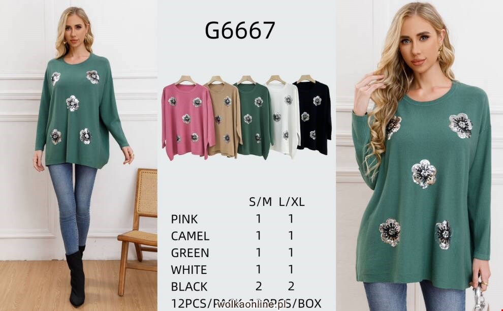 Sweter damskie G6667 Mix kolor S/M-L/XL (Towar Włoskie)