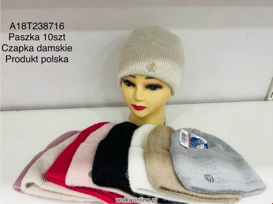 Czapki damskie 8716 Mix kolor Standard (Towar Ploskie)