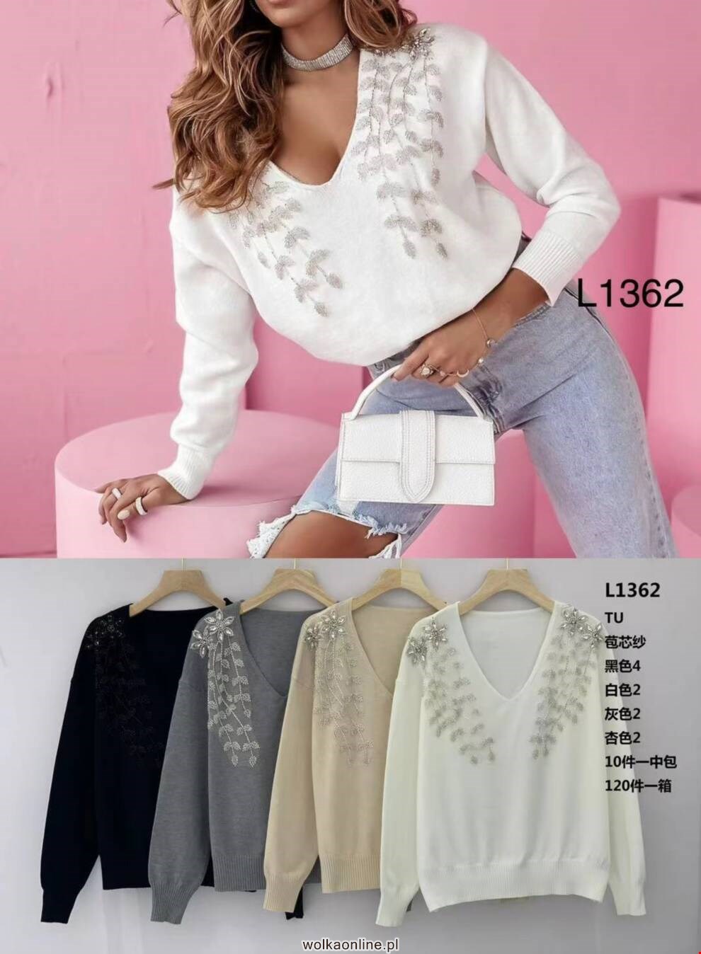 Sweter damskie L1362 Mix kolor Standard (Towar Włoskie)