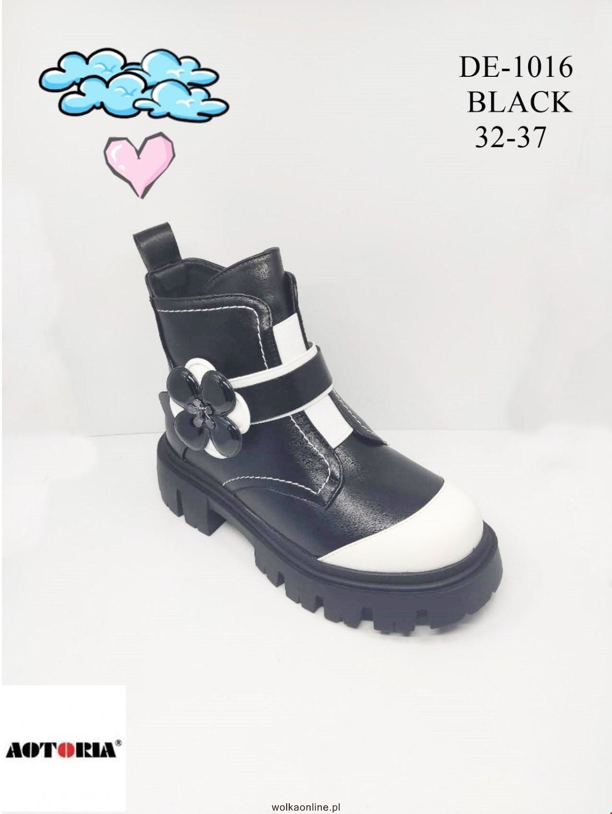 Botki Dziecięce DE-1016 BLACK 32-37