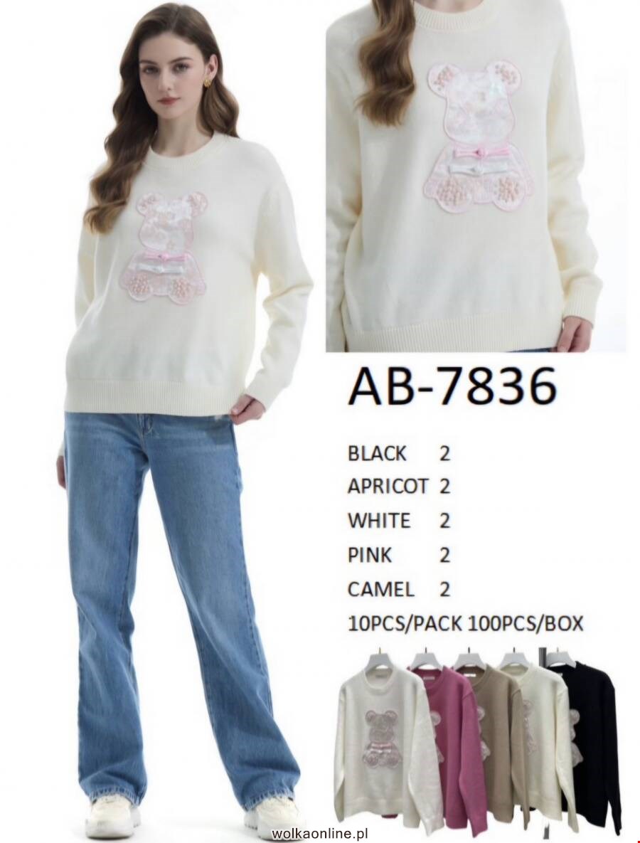 Sweter damskie AB-7836 Mix kolor Standard (Towar Ploskie)