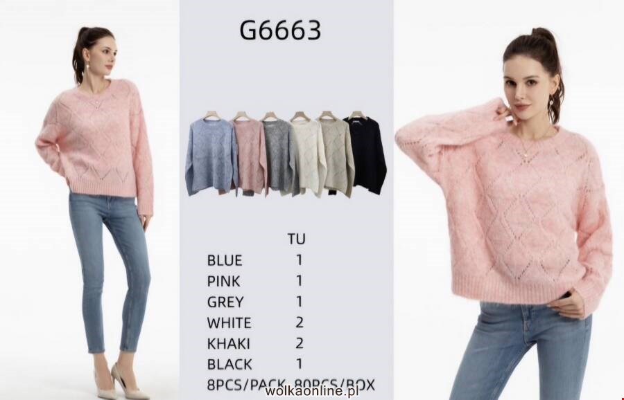 Sweter damskie G6663 Mix kolor Standard (Towar Ploskie)