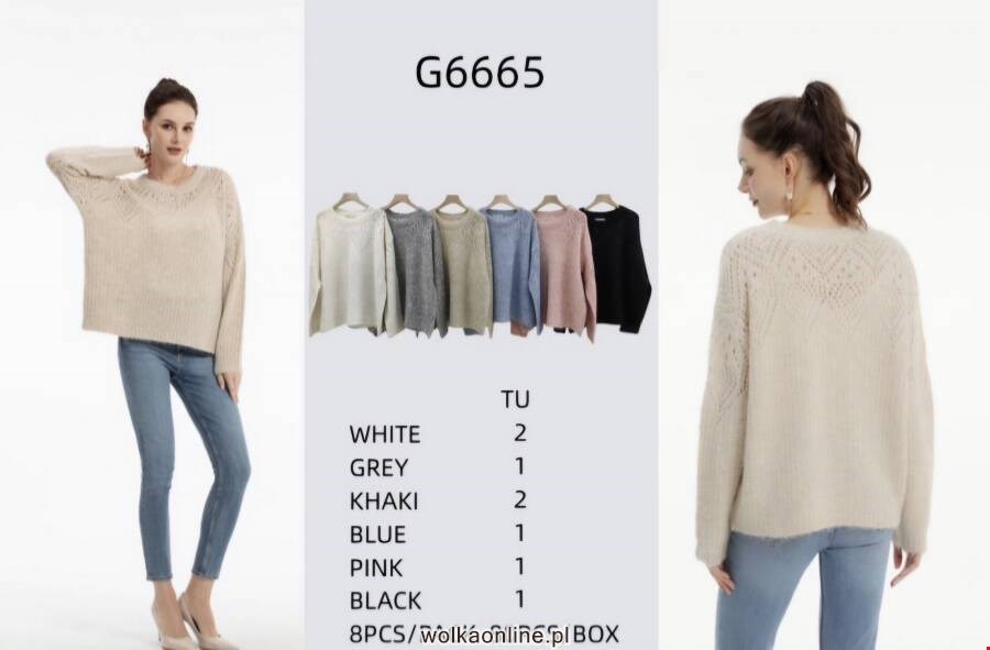 Sweter damskie G665 Mix kolor Standard (Towar Ploskie)